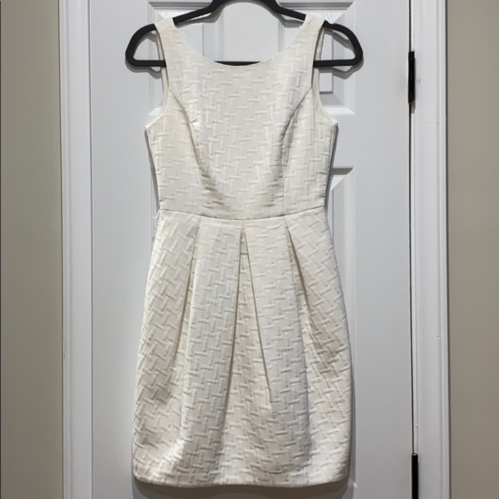 Ivory White House Black Market Textured Dress